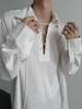Camisa Estilo Relaxado Masculina Primavera e Outono Design Plissado com Cordão Unissex Simples Versátil Casual Solta Manga Longa