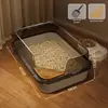 Caixa de Areia para Gatos Extra Grande Semi-Fechada Caixa de Areia para Gatos Grande Anti-Espalhar Aberta Caixa de Areia para Gatos Extra Grande Suprimentos para Animais de Estimação