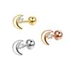 Moda Coreana Criativa Estrela Lua Zircônia Aço Inoxidável Espiral Unha de Osso da Orelha Super Fada Duplo Piercing na Orelha Piercing Unha da Orelha