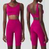 Conjunto de ropa interior deportiva de dos piezas con espalda en U profunda y copa de respiración, traje de yoga transfronterizo para mujer, traje de fitness de talla grande