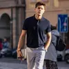 Camisa polo con cuello de solapa, camisa de punto de manga corta para hombre, ajuste slim británico de negocios, seda helada de verano, moda europea y americana, venta al por mayor transfronteriza