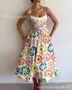 Nuevo vestido de tirantes casual, elegante y con estilo, estampado digital transfronterizo para mujer, vestido de verano