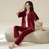 Pijamas de Casamento para Recém-Casados, Verão Algodão Puro Puxar Calças de Manga Curta, Vermelho Plus Size Gordo mm Roupas de Casa