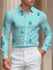 Camisa de diseño degradado vintage, chaqueta camisa casual de manga larga con bloques de color, camisa de hombre vintage estampada con cuello de solapa