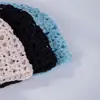 Sombrero Baotou Tejido a Mano Estilo Japonés para Mujer Primavera y Verano Calado Flor de Lentejuelas Gorro de Tejer Retro Artístico de Moda