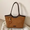 Bolso Tote Retro de Ante Transfronterizo para Mujer, Bolso de Hombro de Gran Capacidad, Nuevo Bolso de Mano Versátil para Viaje Otoño/Invierno