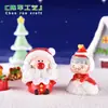 Novo boneco de neve de sorvete de Natal, Papai Noel, vovó, paisagem em miniatura, árvore de Natal, decorações de cena de neve, figuras de resina