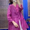 Camisa artística de algodón y lino para mujer, corte holgado, estilo chino, con cuello abotonado, de longitud media, vintage, ligera, cárdigan inspirado en Zen, top para atuendo de té