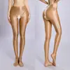 Elásticos Altos, Brillantes, Sedosos, Talla Grande, Entrepierna Abierta, Pantalones de Nueve Puntos, Moldeadores del Cuerpo, Realzadores de Glúteos tipo Durazno, Sexys, Transparentes, Delgados, Transpirables