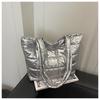 Bolsa de Roupa de Algodão Espacial Outono/Inverno 2025 Bolsa de Ombro Transversal Grande Bolsa de Plumas Estilo Coreano Casual Casual Bolsa Grande Feminina