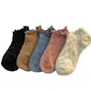 Calcetines de Verano para Mujer, Calcetines Cortos con Bordes Fruncidos, Encaje Delgado, Calcetines Tipo Barco de Algodón Estilo Japonés, Estilo Trendy Ins, Versátiles, Antideslizantes