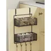 Estante de almacenamiento para cocina, especiero multicapa para puertas de gabinetes, caja de almacenamiento para montaje en pared para cebollas, jengibre y ajo, canasta pequeña colgante sin perforación