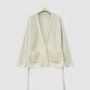 Outono e Inverno novo estilo western padrão de escamas de peixe cinto puro cashmere cardigã feminino estilo coreano puro cashmere malha suéter casaco
