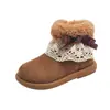 Moda Infantil Dulce Estilo Universitario Felpa Cálida Botas Grandes de Algodón 2025 Invierno Nuevo Suela Suave Engrosada Botas de Nieve Modernas