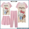 Pedido Extranjero de Amazon Lindo Camisón Pantalón Largo Conjunto de Pijama de Cuatro Piezas Estilo Multi-Dibujos Animados Manga Corta Ropa de Casa Pantalones Cortos Transfronterizo