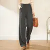 Pantalones Grises de Mujer de Cintura Alta, Pierna Recta y Pierna Ancha, Nuevo Estilo Primavera/Verano, Elegantes y Adelgazantes, con un Toque de Lujo