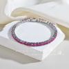 Pulsera de Tenis de Corindón Rojo de Moda, Pulsera Simple de Hip-Hop para Hombres y Mujeres, Transmisión en Vivo, Piedra Preciosa de Venta Caliente, Pulsera de Luz Morada