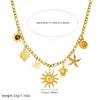 Moda Europeia e Americana Estilo Chique Alto Padrão Luxo Leve Pedra Olho de Tigre Flor Oca Estrela do Mar Tartaruga Pingente Colar de Aço Inoxidável