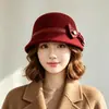 Sombrero de fieltro de lana para mujer Shao Heng, nuevo bombín negro, sombrero de pescador versátil de moda retro, sombrero de cubo de fieltro de lana