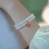 Pulsera de Imitación de Jade Hetian Color Melocotón Diseño de Nicho Femenino Estilo ins Simple Pulsera de Ágata Roja del Sur
