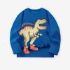 25 Anos Europeu e Americano Outono e Inverno Camisetas de Manga Longa para Meninos Desenho Animado Dinossauro Gola Redonda Tops Infantis Moda Pulôveres de Malha
