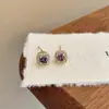 Brincos Quadrados de Zircônia Roxo Açúcar com Pino de Prata 925 Nicho Leve Luxo Elegantes Brincos Diários para o Trabalho Versáteis