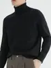 Suéter de Punto de Cuello Alto Medio para Otoño e Invierno Moda Masculina Moderno Holgado Casual Versátil Cálido Color Sólido Jersey Prenda Base de Punto