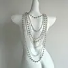Corrente de Cintura Empilhada com Borla de Pérolas Doces em Camadas, Fashionável e Exquisita, com um Toque de Luxo de Nicho e Temperamento Elegante, Acessórios de Cintura Combinando, em Estoque