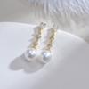 Pendientes de plata de ley S925 con forma de prendedor, de alta calidad, con imitación de concha, perla, circonita púrpura y cristal transparente.