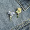Europa y Estados Unidos transfronterizo nuevo broche de girasol de Van Gogh esmalte pintado pin de flor de iris de Van Gogh venta al por mayor