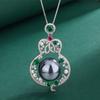 Collar de Moda Retro de Calabaza con Perlas y Rubíes Incrustados con Colgante Hueco de Zircón Esmeralda para Mujer, Joyería al por Mayor