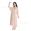 Con Almohadillas en el Pecho, Cuello en U, Adelgazante, Tallas Grandes, Camisón de Manga Corta para Primavera y Verano, Conjunto Fino de Algodón y Seda para Mujer, Ropa de Casa que se Puede Usar Afuera