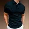 Camisa Polo de Verano Nueva Europea y Americana Transfronteriza Estampado Digital 3D Rayas Oscuras Camiseta Polo Casual de Manga Corta para Hombre