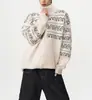 Suéter cárdigan jacquard Fair Isle retro americano unisex otoño holgado casual estilo perezoso cálido