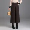Pantalones de Pierna Ancha con Estilo y Temperamento para Mujer Otoño Invierno 2026 Nuevos Gruesos de Cintura Alta Adelgazantes Acortados Moda Versátil Pantalones Casuales