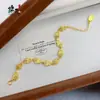 Pulseira de Cabaceira Flor Esmaltada Banhada a Ouro 2025 com Design Estilo Chinês, Joia de Mão Cabaceira de Paz e Alegria