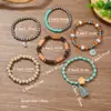 Pulsera Popular Transfronteriza Europea y Americana Temu Xiyin con Cuentas de Madera Aleación Cuero Tejido Pulsera Fábrica de Origen Venta al Por Mayor en Stock