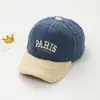 Chapéu infantil de inverno com letra PARIS, boné de beisebol com forro de fleece, quente, para idades de 3 a 10 anos, unissex, para exportação