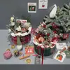 Nueva Caja de Regalo de Navidad Tela de Cuadros Británicos Flores Frescas Nochebuena Caja de Manzana Caja de Embalaje Hecha a Mano DIY Venta al por Mayor