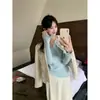 Suéter de Manga Larga de Cuello Alto Redondo para Mujer Invierno Visón Una Pieza Forro de Terciopelo Polar Engrosado Camisa Base Interior de Punto Top