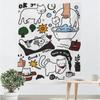 Tela Colgante de Animales Lindos de Dibujos Animados con Graffiti para Casa de Alquiler Cubierta de Pared para Sombreado Tela de Pared de Fe Pintura Decorativa Tela de Fondo con Sentido Avanzado
