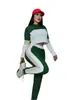 Tw776 Moda de Rua Europeia e Americana Transfronteiriça Cor Contrastante Costura Pulôver de Manga Longa Conjunto de Duas Peças Calças Esportivas Casuais Femininas