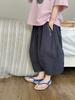 Calça Casual Japonesa Solta de Verão para Meninos e Meninas Calça Cenoura Fina Bordada com Letras Calça Capri Versátil