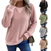 Amazon Transfronteiriça Europeia e Americana Outono e Inverno 2026 Novo Suéter Casual Feminino Patchwork Color-Block Waffle Manga Longa Camiseta