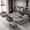 Sofá de Arte en Cuero Impermeable y Antiincrustante Cuero Genuino Moderno Simple Piel de Vaca Apartamento Grande Fila Recta Sofá de Tela Tecnológica Muebles de Sala de Estar
