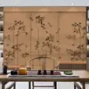 Cortina de Bambu Cortina Rolante Cortina de Porta Novo Estilo Chinês Sala de Chá Zen Carbonizado Divisória de Sombreamento Decoração Varanda Zen Exterior
