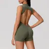 Traje de yoga de una pieza sin mangas con espalda hueca, estilo europeo y americano, para deportes y fitness, con almohadillas extraíbles en el pecho y diseño de nalga de melocotón para mujer