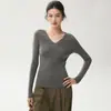 Nova coleção outono e inverno: suéter feminino de lã de malha fina com mangas compridas, perfeito como camada base, elegante, versátil e macio na pele