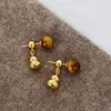 Pendientes de Gaceta de Plata S925 con Piedra Ojo de Tigre Retro para Mujer, Lujo Ligero, Gama Alta, Elegantes, Pendientes Maillard, Pendientes de Verano