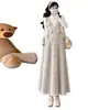 Vestido de Maternidad Otoño Conjunto de Dos Piezas Lentejuelas Finas Brillantes Flores Tridimensionales Chaleco de Punto para Maternidad Falda Larga Estilo Coreano Suave